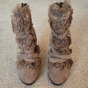Booties - Faux Suede & Fur